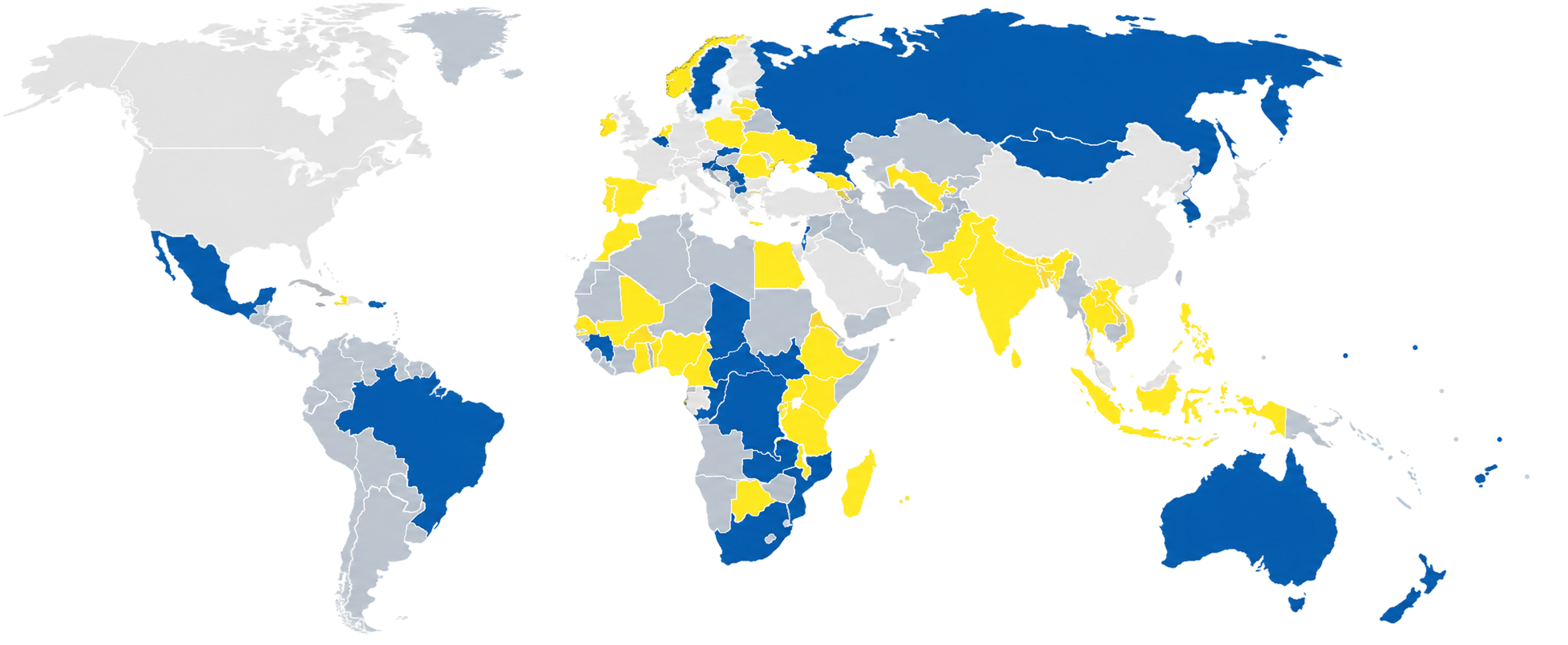 World map showing Instant Cash send and receive coverage by country